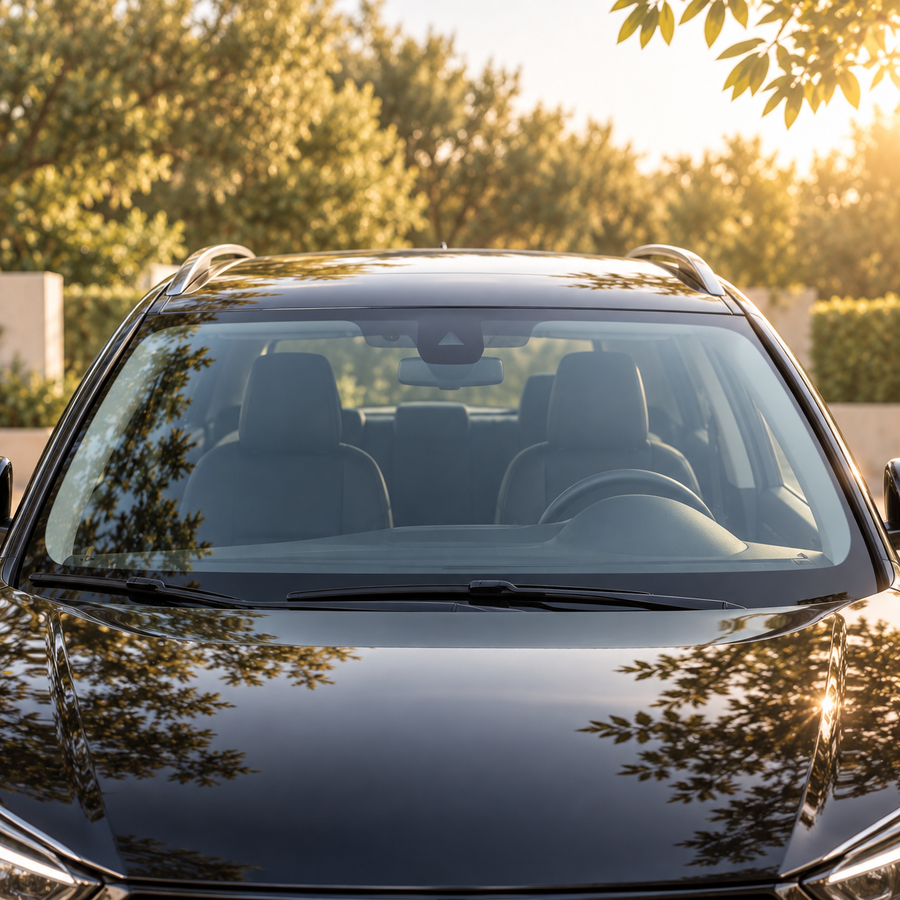 Clear car windshield after wiping