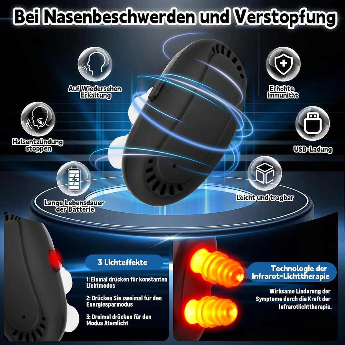 Red Light Nasal Therapy Device – Portable USB Nasal Care Instrument