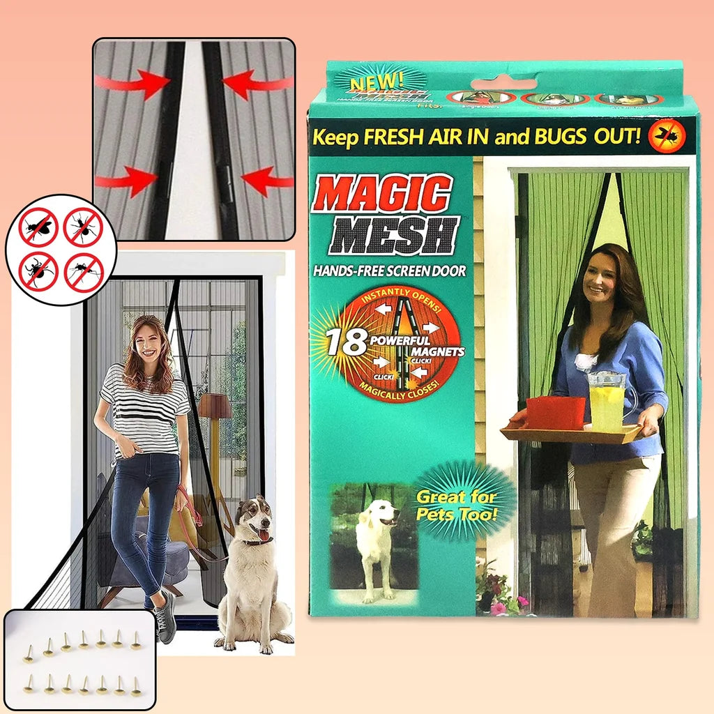 BreezeGate Magnetic Hands-Free Screen Door (1 Set)