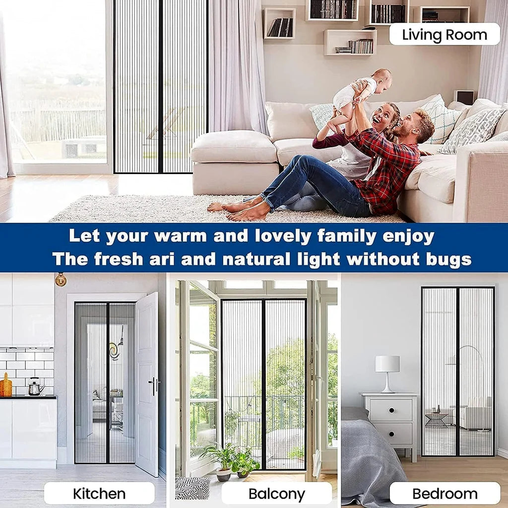 BreezeGate Magnetic Hands-Free Screen Door (1 Set)