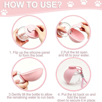 Portable Dog Water Bottle with Bowl