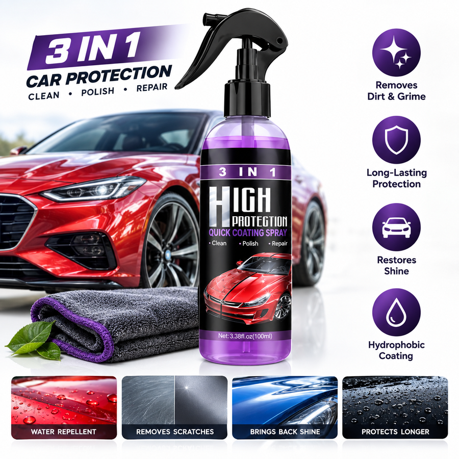 Hydrophobic Polish Nano Coating Agent Car Scratch Spray Cars Polishing for Motorcycles, Boats (Pack of 3)