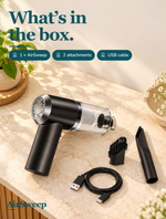 AirSweep unit, crevice nozzle, brush and USB cable