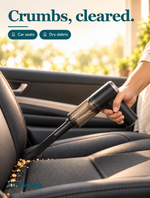 AirSweep cleaning dry crumbs from a car seat