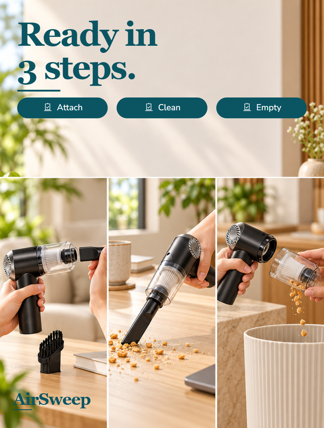 AirSweep attach, clean and empty sequence