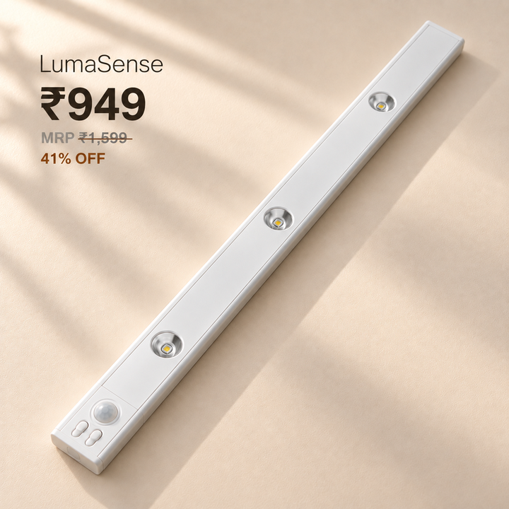 LumaSense slim three-lens LED light bar, ₹949 versus ₹1,599 MRP
