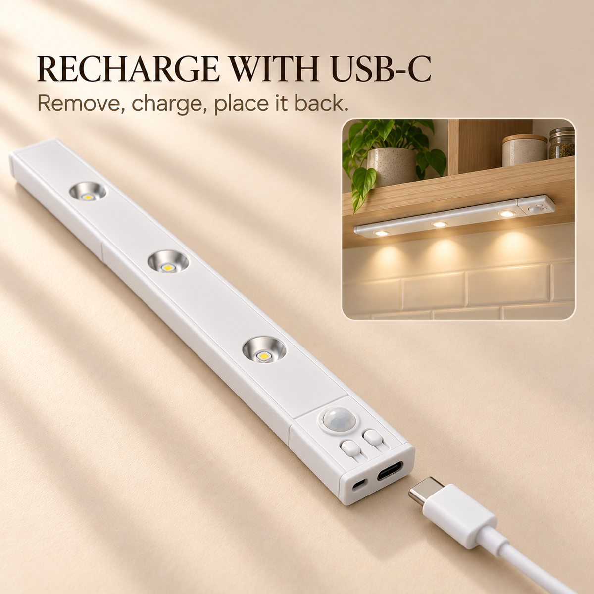 LumaSense slim three-lens bar with USB-C charging port