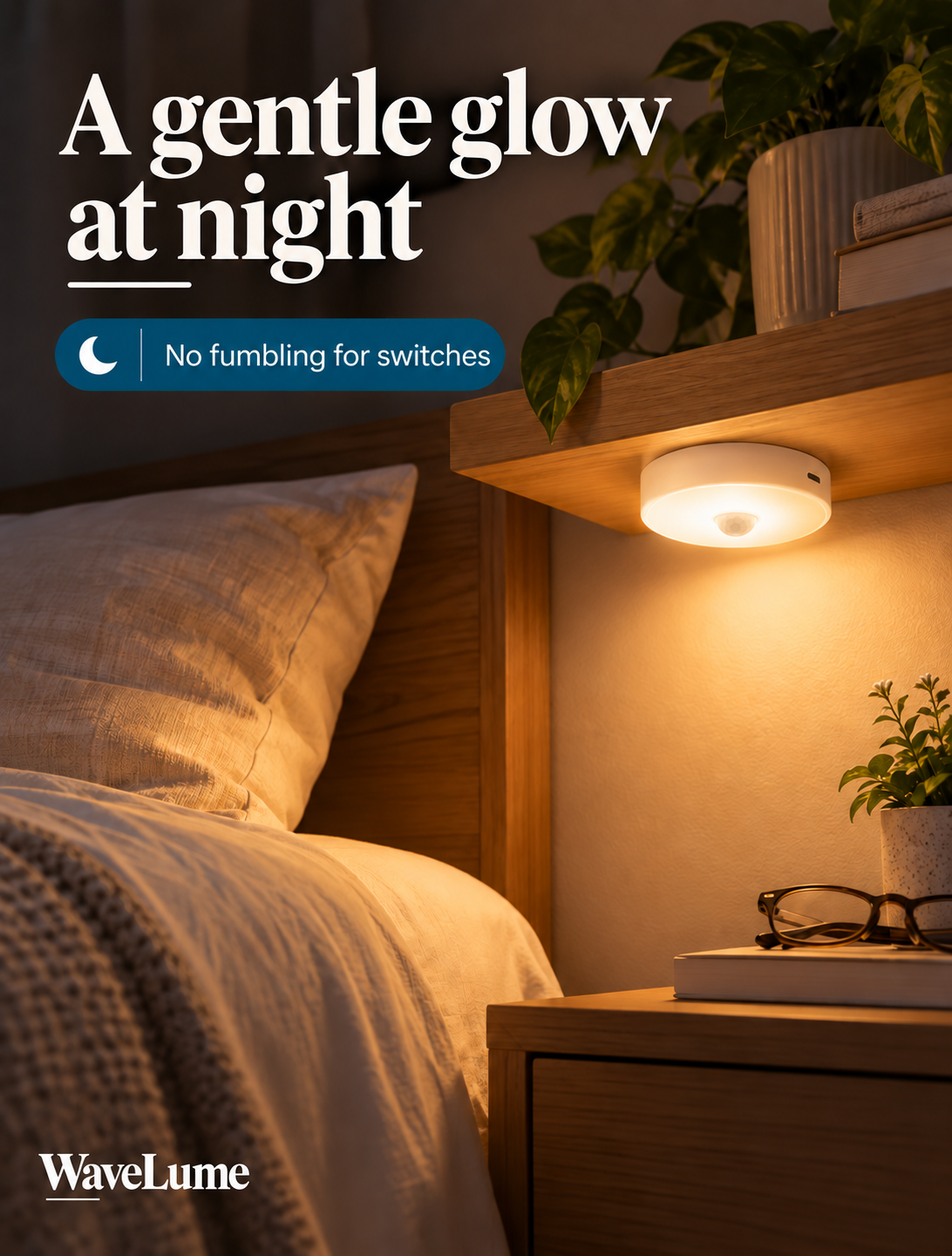 WaveLume Gentle Glow Bedside Night Light