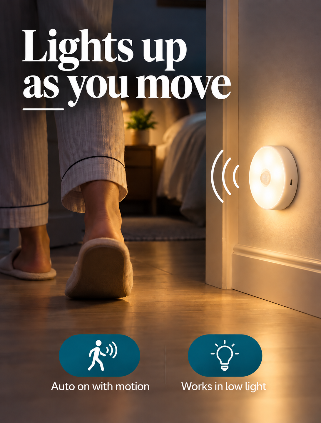 WaveLume Motion-Activated Night Light Advertisement